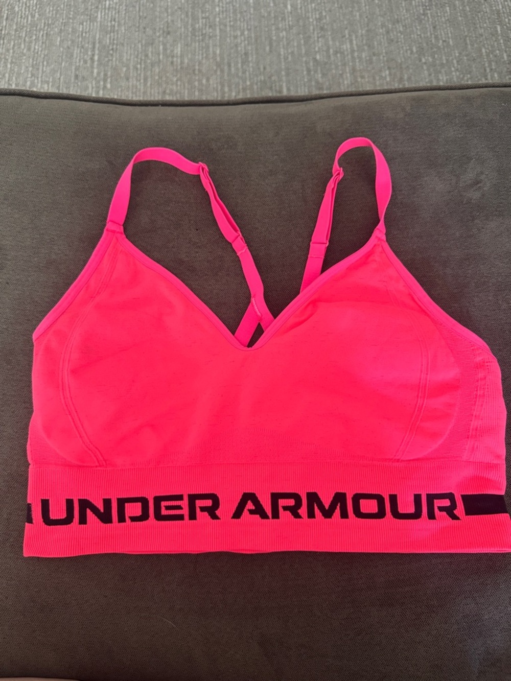 Under Armour Neon Pink Adjustable-Strap Sports Bra